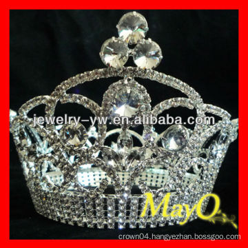 Beauty Rhinestone Queen pageant crown for sale, full crystal round crown, big round pageant crowns